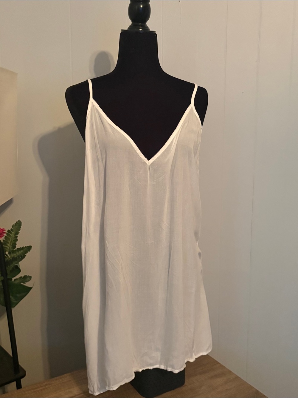Free People Women’s Sheer Ivory White Slip Dress Size Medium